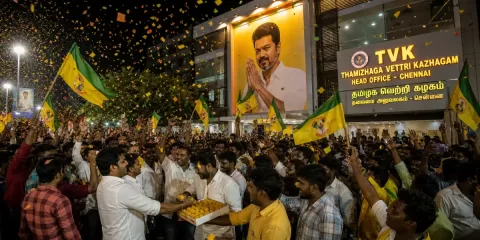 Tamil Nadu Election 2026: Actor Vijay's TVK Wins 107 Seats in Historic Debut — DMK, AIADMK Stunned