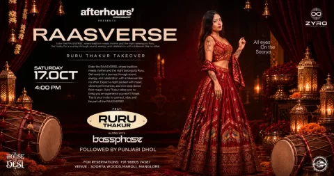 RAASVERSE featuring Ruru Thakur, Bassphase, and Punjabi Dhol at Soorya Woods, Maroli, Mangaluru.