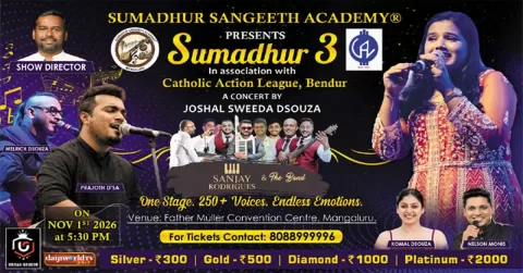 SUMADHUR 3 concert featuring Joshal Sweeda Dsouza in Mangaluru