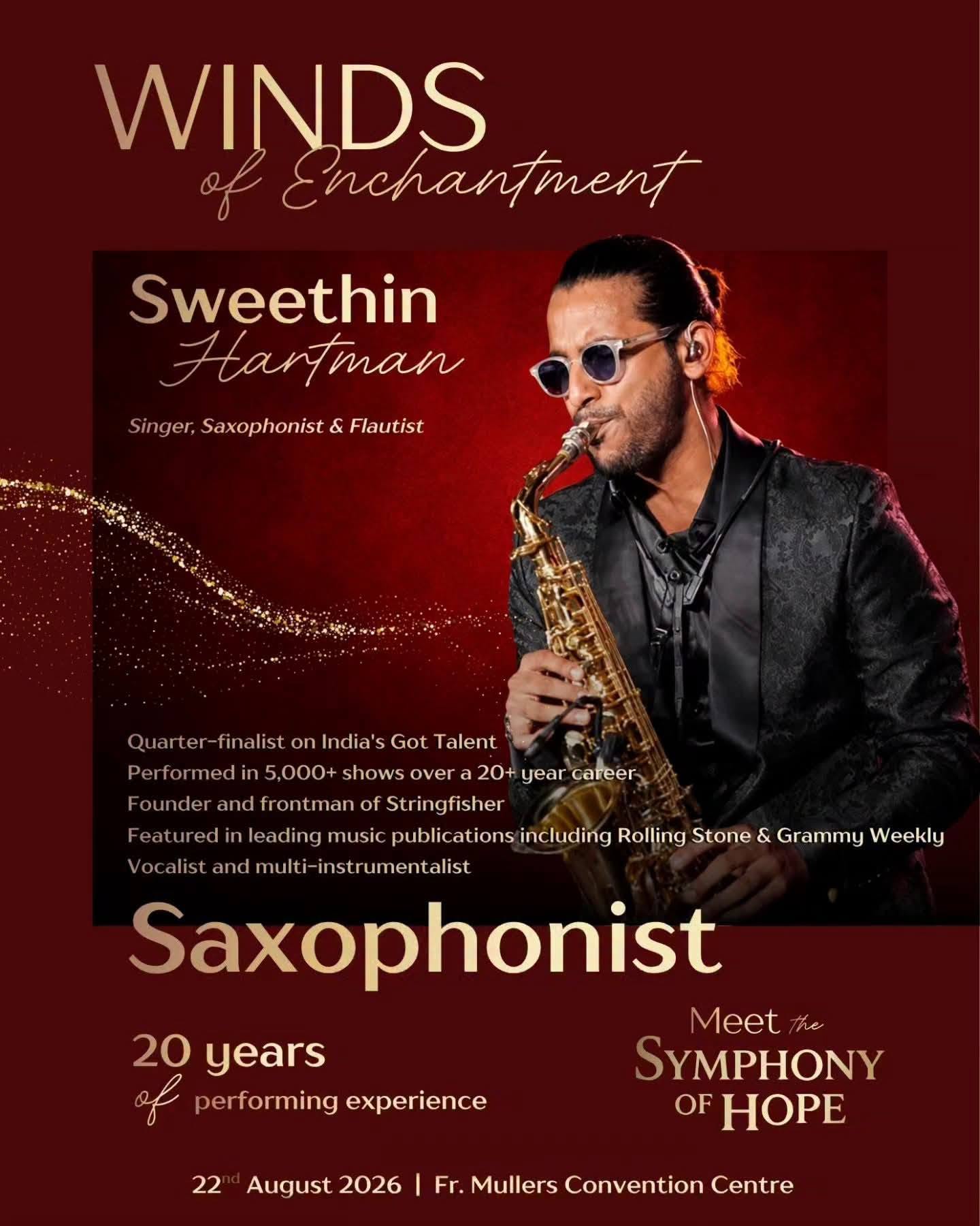 Sweethin Hartman – Winds of Enchantment One of the featured performers at Symphony of Hope