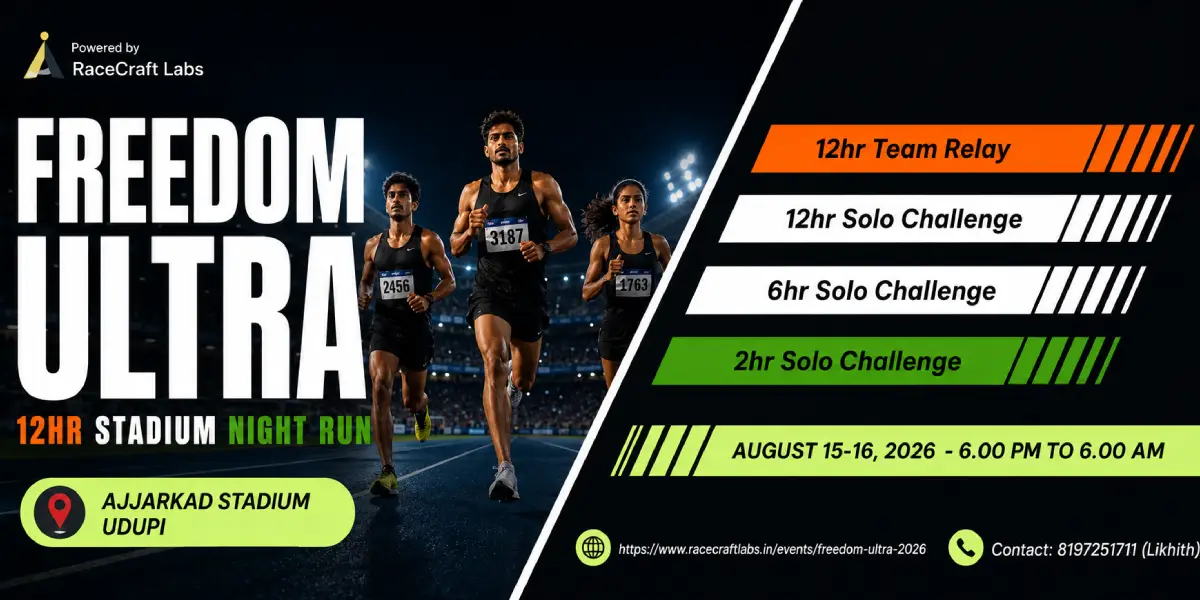 Freedom Ultra 2026 – Stadium Night Run at Ajjarakadu Stadium, Udupi