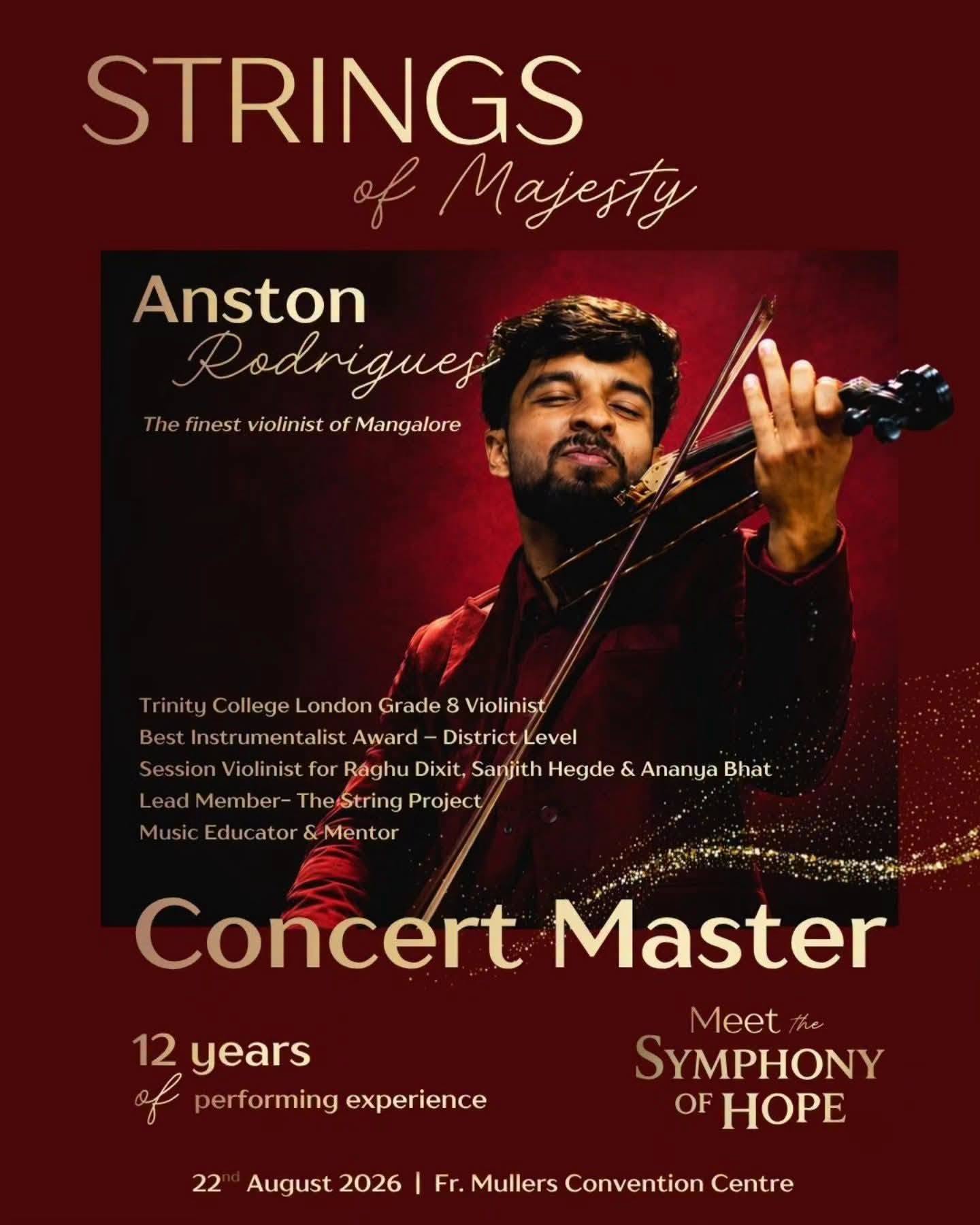 Anston Rodrigues – Strings of Majesty Presented as a violinist and Concert Master